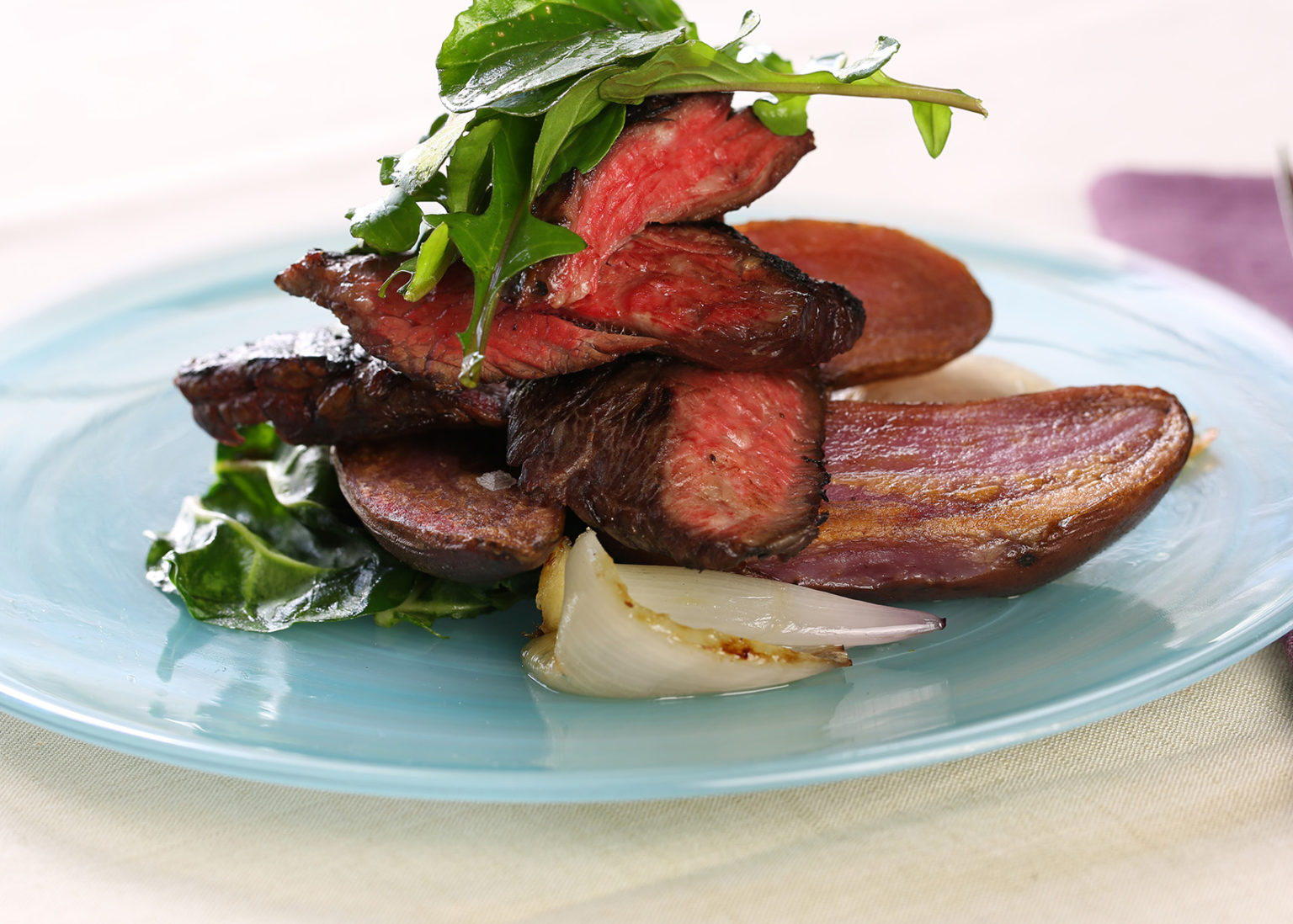 Skirt Steak Dry Rub Fingerling Potatoes Arugula Salad Recipe